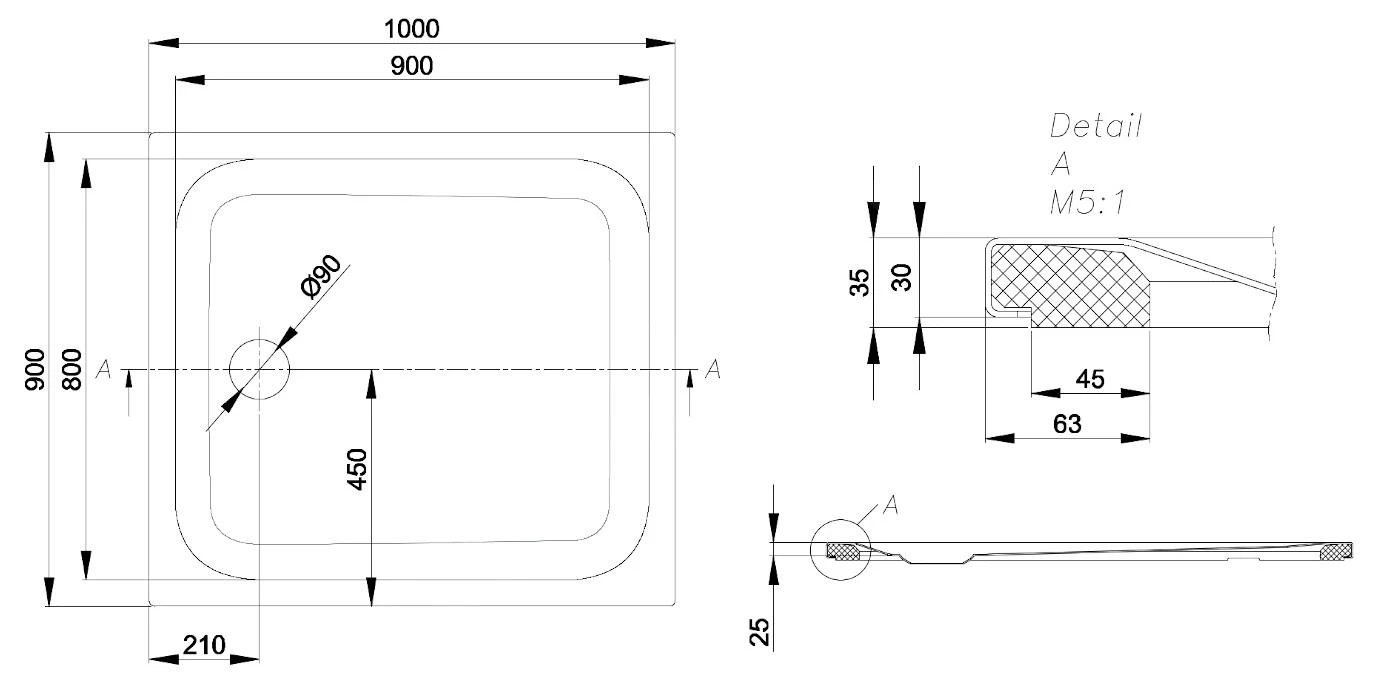 Bette Ultra - Douchebak 1000x900 Mm, Met Ondersteuning, Anti-Slip, Wit 1660-000AR,T1 2 Bette Ultra - Douchebak 1000x900 Mm, Met Ondersteuning, Anti-Slip, Wit 1660-000AR,T1 - Afbeelding 2