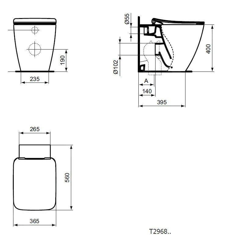 Ideal Standard Strada II - Staand Toilet, AquaBlade, Wit T296801 2 Ideal Standard Strada II - Staand Toilet, AquaBlade, Wit T296801 - Afbeelding 2