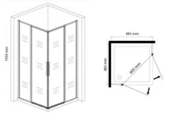 Lansanit LitLUX Slim Tadao - Douchecabine Black Line 900x900 Mm, Mat Zwart/helder Glas PRD99-B -Thuis-Badkamer 10ab0908704e514748f291f9 1