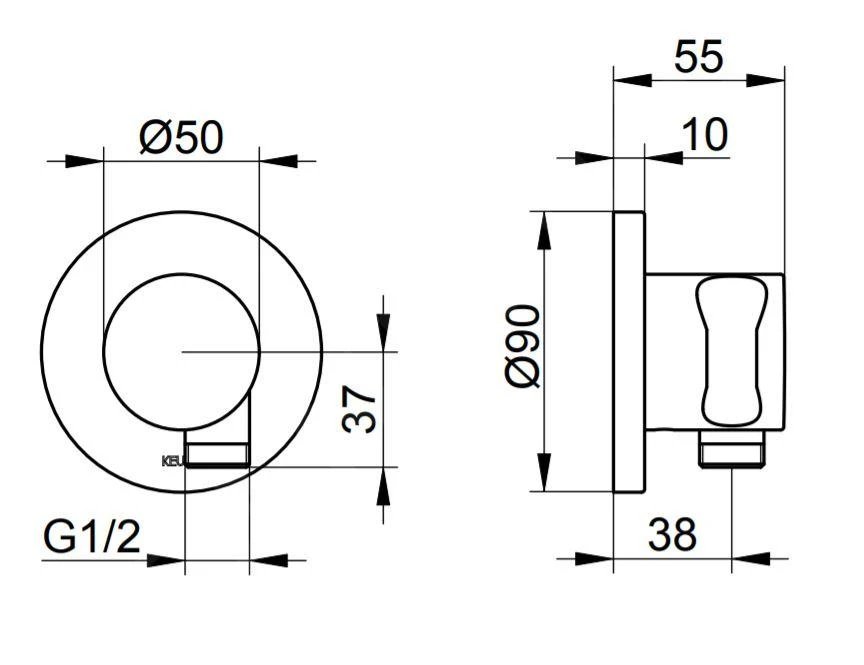 Keuco IXMO - Wandaansluitbocht Met Houder, Roestvrij Staal 59592070001 2 Keuco IXMO - Wandaansluitbocht Met Houder, Roestvrij Staal 59592070001 - Afbeelding 2