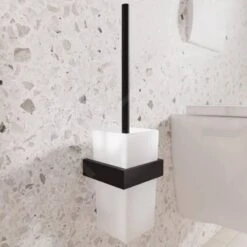 Steinberg 460 - Wandtoiletborstel Met Houder, Wit Glas/mat Zwart 460 2903 S -Thuis-Badkamer 1f70d147f9e1893262aec2fc