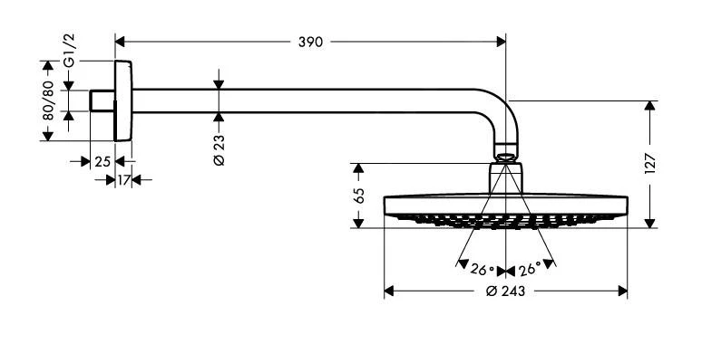Hansgrohe Raindance Select S - Hoofddouche 240 2jet EcoSmart 9l/min, Douchearm 390 Mm, Chroom 26470000 2 Hansgrohe Raindance Select S - Hoofddouche 240 2jet EcoSmart 9l/min, Douchearm 390 Mm, Chroom 26470000 - Afbeelding 2
