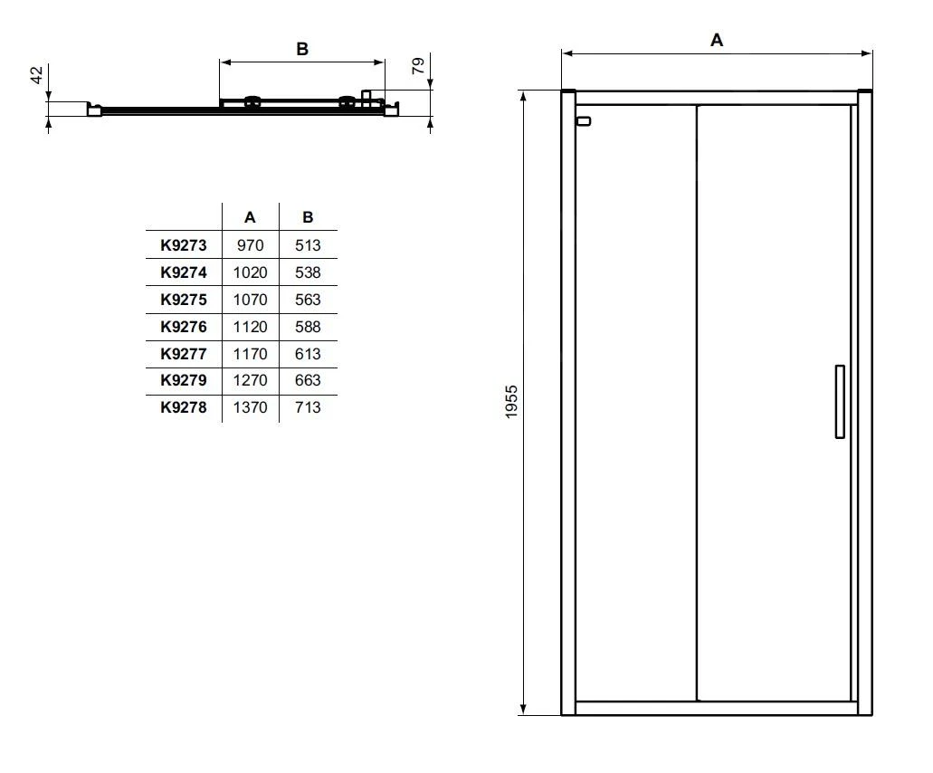 Ideal Standard Connect 2 - Schuif Douchedeur, 2-delig, 1100 Mm, Zwart/helder Glas K9275V3 2 Ideal Standard Connect 2 - Schuif Douchedeur, 2-delig, 1100 Mm, Zwart/helder Glas K9275V3 - Afbeelding 2