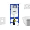 Geberit Duofix - Inbouwreservoir Voor Hangend Toilet Met SIGMA01 Bedieningsknop, Alpine Wit + Tece One - Hangend Douche-wc En Wc-bril, Rimless, SoftClose 111.355.00.5 NT1