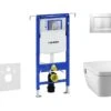 Geberit Duofix - Inbouwreservoir Voor Hangend Toilet Met SIGMA30 Bedieningsknop, Mat Chroom/chroom + Tece One - Hangend Douche-wc En Wc-bril, Rimless, SoftClose 111.355.00.5 NT7