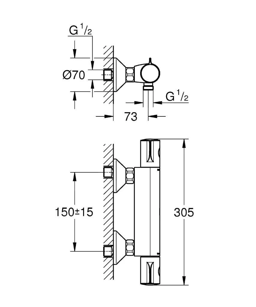 Grohe Grohtherm 800 - Thermostatische Douchekraan, Chroom 34558000 2 Grohe Grohtherm 800 - Thermostatische Douchekraan, Chroom 34558000 - Afbeelding 2