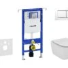 Geberit Duofix - Inbouwreservoir Voor Hangend Toilet Met SIGMA30 Bedieningsknop, Wit/glanzend Chroom + Ideal Standard Tesi - Hangend Toilet En Wc-bril, Aquablade, SoftClose 111.355.00.5 NU5