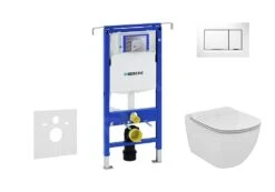 Geberit Duofix - Inbouwreservoir Voor Hangend Toilet Met SIGMA30 Bedieningsknop, Wit/glanzend Chroom + Ideal Standard Tesi - Hangend Toilet En Wc-bril, Aquablade, SoftClose 111.355.00.5 NU5
