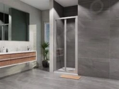 Lansanit LitEX Briano - Vouwdeur Douche 800 Mm, Glanzend Aluminium/mat Glas BF80-190-M