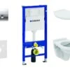 Geberit Duofix - Inbouwreservoir Voor Hangend Toilet Met DELTA21 Bedieningsknop, Glanzend Chroom + Closet Alpha Met WC-zitting 458.103.00.1 NR2