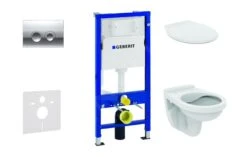 Geberit Duofix - Inbouwreservoir Voor Hangend Toilet Met DELTA21 Bedieningsknop, Glanzend Chroom + Closet Alpha Met WC-zitting 458.103.00.1 NR2