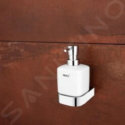 Nimco Nikau - Keramische Zeepdispenser Met Houder, 250 Ml, Wit/chroom NK 30031K-T-26 -Thuis-Badkamer 632b7f533179cfd54a5d24bc
