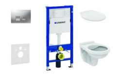 Geberit Duofix - Set Voorwandinstallatie, Closet Alpha Met WC-zitting, Bedieningsplaat Delta50, Mat Chroom 458.103.00.1 NR6