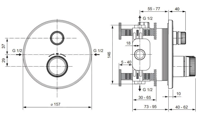 Ideal Standard CeraTherm Navigo - Inbouwthermostaat, Opbouwdeel, Brushed Gold A7295A2 2 Ideal Standard CeraTherm Navigo - Inbouwthermostaat, Opbouwdeel, Brushed Gold A7295A2 - Afbeelding 2