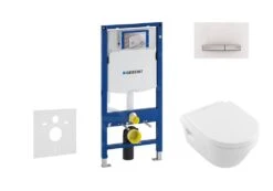 Geberit Duofix - Set Voorwandinstallatie, Toilet En Villeroy & Boch Zitting, Bedieningspaneel Sigma50, DirectFlush, SoftClose, CeramicPlus, Alpine Wit 111.300.00.5 NB8