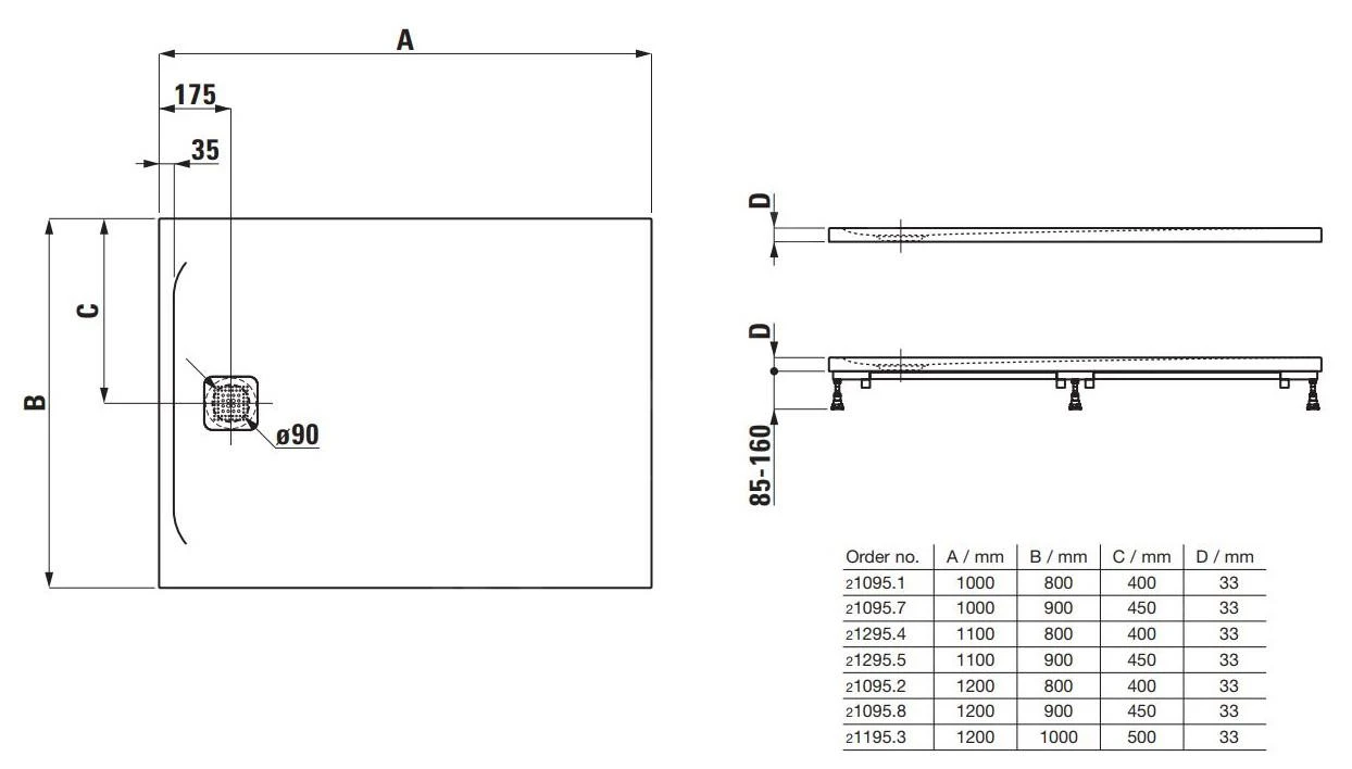 Laufen Pro - Douchebak 1000x800 Mm, Antraciet H2109510780001 2 Laufen Pro - Douchebak 1000x800 Mm, Antraciet H2109510780001 - Afbeelding 2