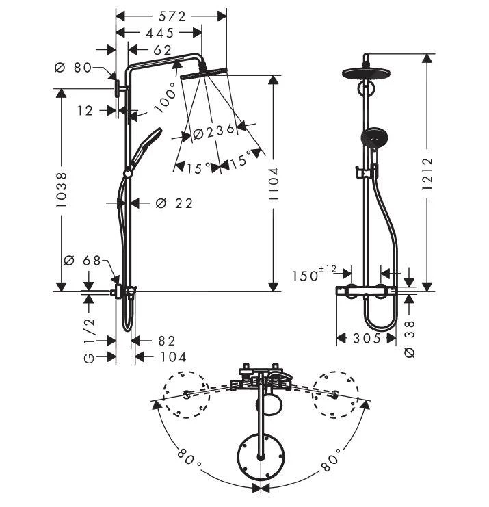 Hansgrohe Raindance - Doucheset S 240 Met Thermostaat, 1jet, Chroom 27115000 2 Hansgrohe Raindance - Doucheset S 240 Met Thermostaat, 1jet, Chroom 27115000 - Afbeelding 2