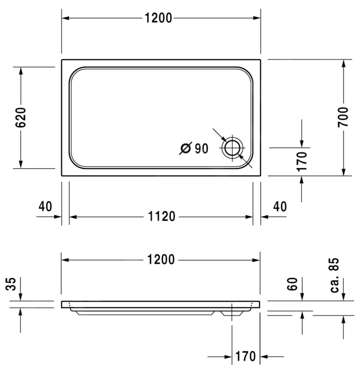 Duravit D-Code - Douchebak 1200x700 Mm, Alpine Wit 720094000000000 2 Duravit D-Code - Douchebak 1200x700 Mm, Alpine Wit 720094000000000 - Afbeelding 2