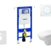 Geberit Duofix - Toiletset Met Sigma01 Bedieningsplaat, Alpine Wit + Duravit D-Code Hangend Toilet En Wc Bril, Rimless, SoftClose 111.355.00.5 NH1