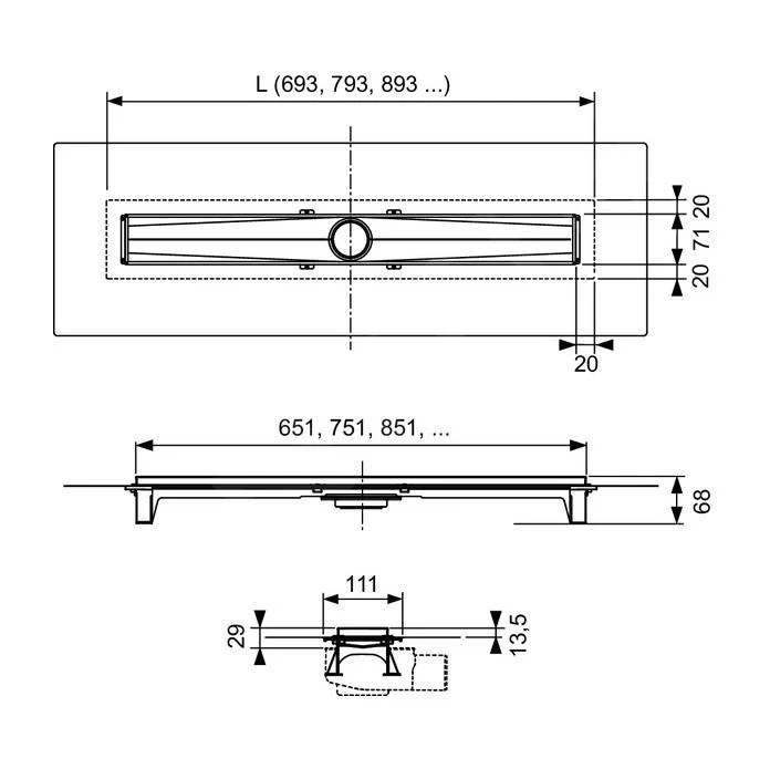 Tece TECEdrailine-Evo - Douchegoot Evo 900 Mm, Met Flens, Beschermingsdeksel, Rvs 600902 2 Tece TECEdrailine-Evo - Douchegoot Evo 900 Mm, Met Flens, Beschermingsdeksel, Rvs 600902 - Afbeelding 2