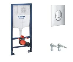 Grohe Rapid SL - Inbouwreservoir Voor Wand-WC, Hoogte 1,13 M, Skate Air Bedieningsplaat, Chroom 38721001