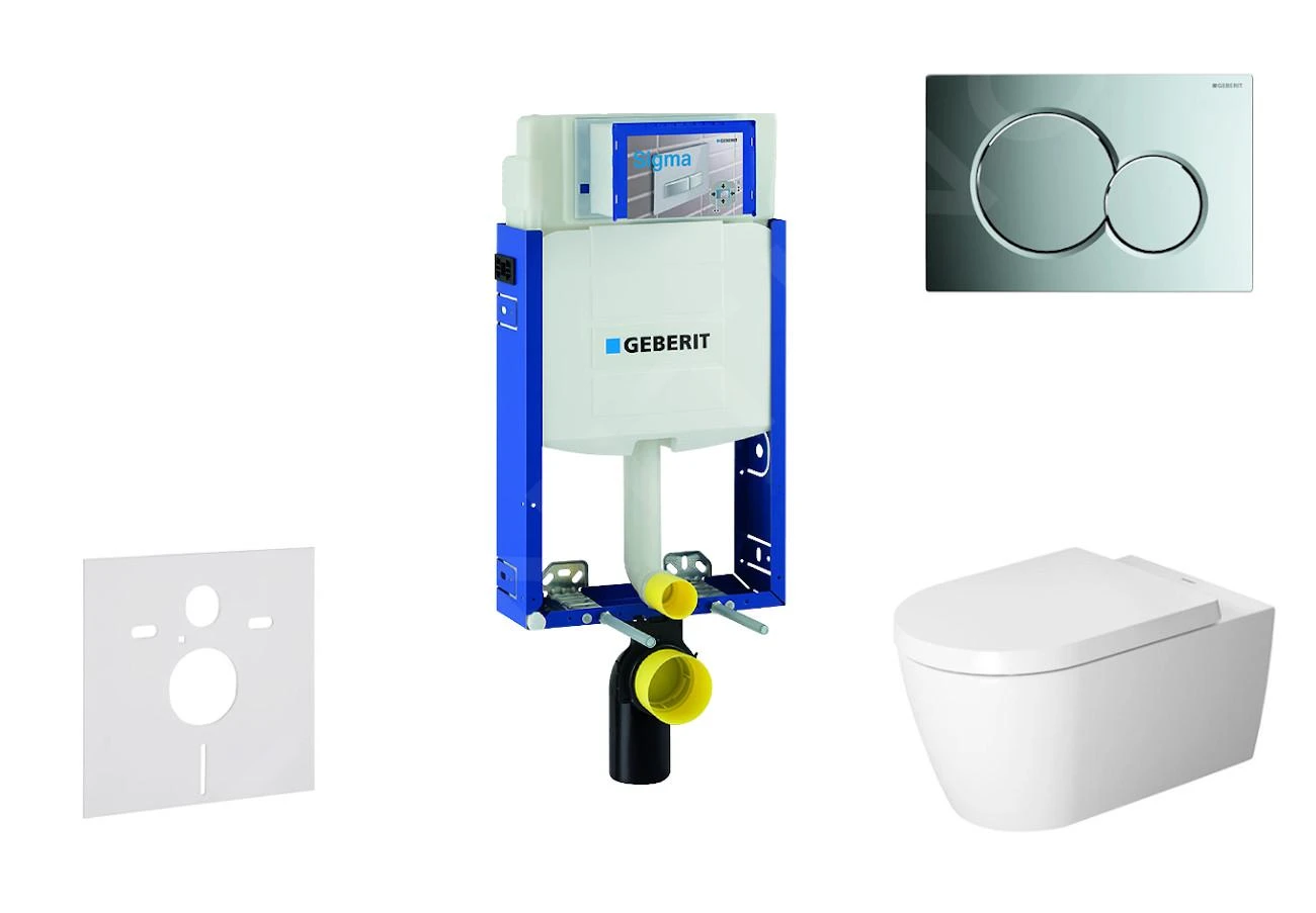 Geberit Kombifix - Toiletset Met Sigma01 Bedieningsplaat, Glanzend Chroom + Duravit ME By Starck Hangend Toilet En Wc Bril, Rimless, SoftClose 110.302.00.5 NM2 1 Geberit Kombifix - Toiletset Met Sigma01 Bedieningsplaat, Glanzend Chroom + Duravit ME By Starck Hangend Toilet En Wc Bril, Rimless, SoftClose 110.302.00.5 NM2