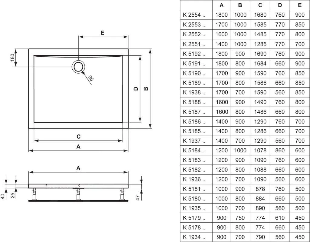 Ideal Standard Ultra Flat - Douchebak 1000 X 700 Mm, Wit K193501 2 Ideal Standard Ultra Flat - Douchebak 1000 X 700 Mm, Wit K193501 - Afbeelding 2