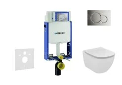 Geberit Kombifix - Set Voorwandinstallatie, Toilet En Zitting Ideal Standard Tesi, Sigma01 Bedieningsplaat, Glanzend Chroom 110.302.00.5 NF2