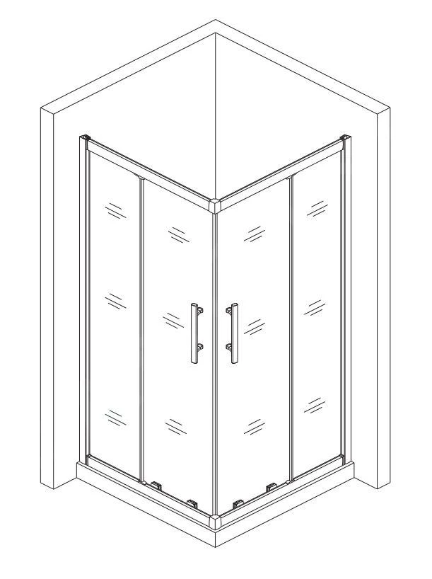 Lansanit LitEX Terni - Douchecabine 4 Delig 800x800 Mm, Glanzend Aluminium/mat Glas CF88-190-M 3 Lansanit LitEX Terni - Douchecabine 4 Delig 800x800 Mm, Glanzend Aluminium/mat Glas CF88-190-M - Afbeelding 3