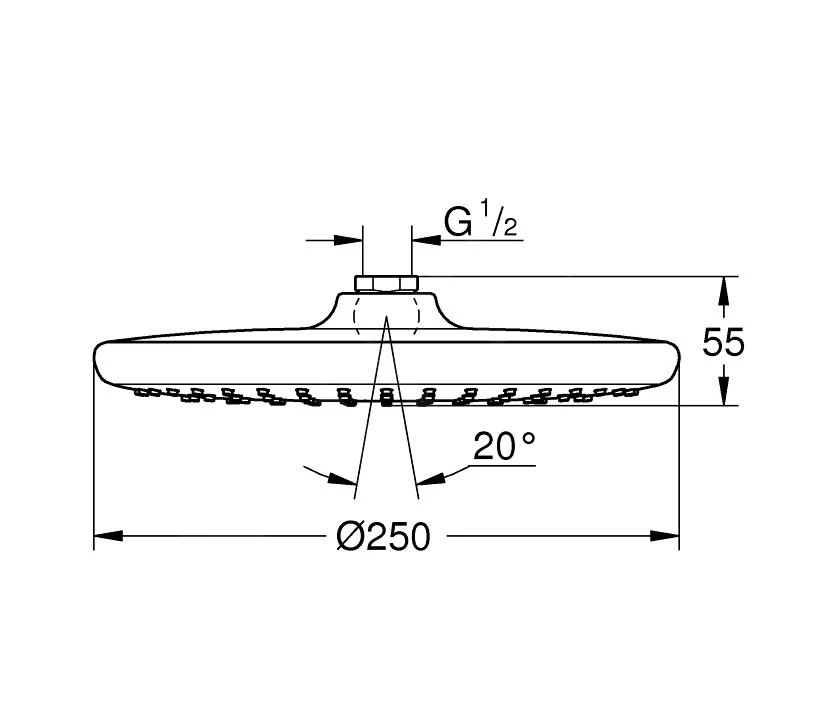 Grohe Vitalio Start - Hoofddouche, Diameter 250 Mm, 9,5 L/min, 1jet, Chroom 26815000 2 Grohe Vitalio Start - Hoofddouche, Diameter 250 Mm, 9,5 L/min, 1jet, Chroom 26815000 - Afbeelding 2