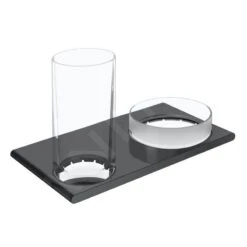 Keuco Edition 400 - Beker Met Schaal Wandbevestiging, Glas/zwart Chroom Geborsteld 11554139000