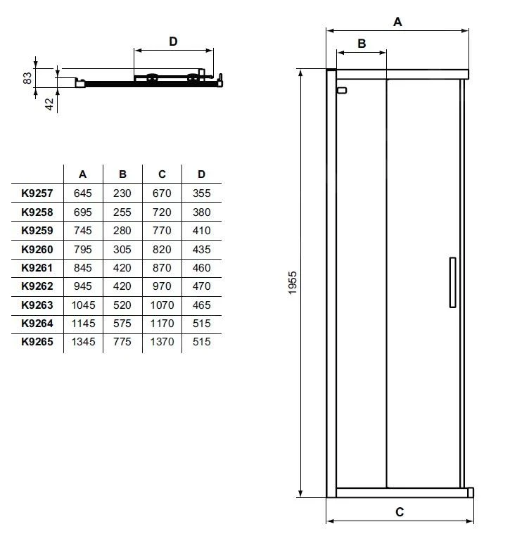 Ideal Standard Connect 2 - Schuif Douchedeur, 2-delig, 1000 Mm, Zwart/helder Glas K9262V3 2 Ideal Standard Connect 2 - Schuif Douchedeur, 2-delig, 1000 Mm, Zwart/helder Glas K9262V3 - Afbeelding 2