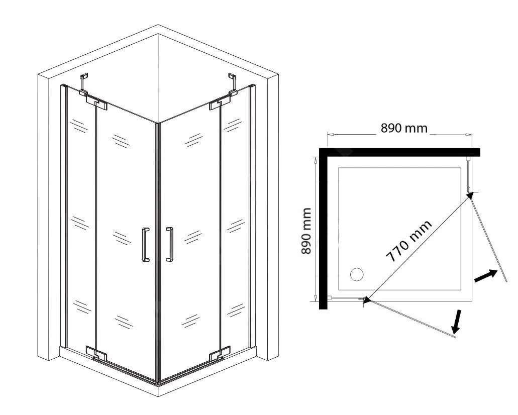 Lansanit LitLUX Brix - Douchecabine 4 Delig 900x900 Mm, Glanzend Aluminium/helder Glas HRY99 2 Lansanit LitLUX Brix - Douchecabine 4 Delig 900x900 Mm, Glanzend Aluminium/helder Glas HRY99 - Afbeelding 2