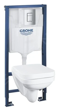 Grohe Solido - Toiletset Met Hangend Toilet + Softclose Wc Bril, Rimless, Even Bedieningspaneel, Chroom 39552000