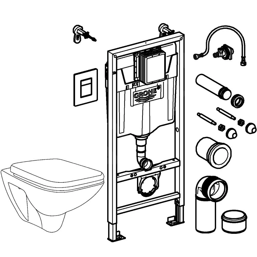 Grohe Solido - Voorwand Montageset, Toilet En Softclose Zitting, Even Bedieningsplaat, Chroom 39467000 3 Grohe Solido - Voorwand Montageset, Toilet En Softclose Zitting, Even Bedieningsplaat, Chroom 39467000 - Afbeelding 3