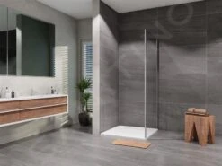 Lansanit LitEX - Vaste Douchewand 1000 Mm, Glanzend Aluminium/mat Glas SPF100-190-M